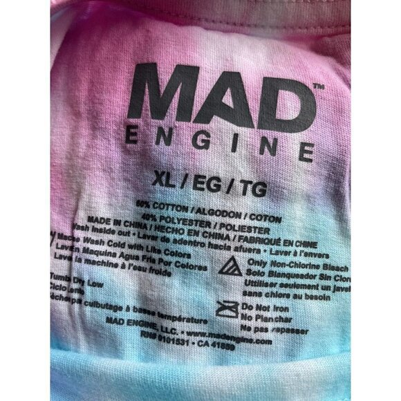 Mad Engine Unisex NWT Pride Tie Dye Peace Fringe Hem Tank TShirt Top Size XL - Picture 9 of 9